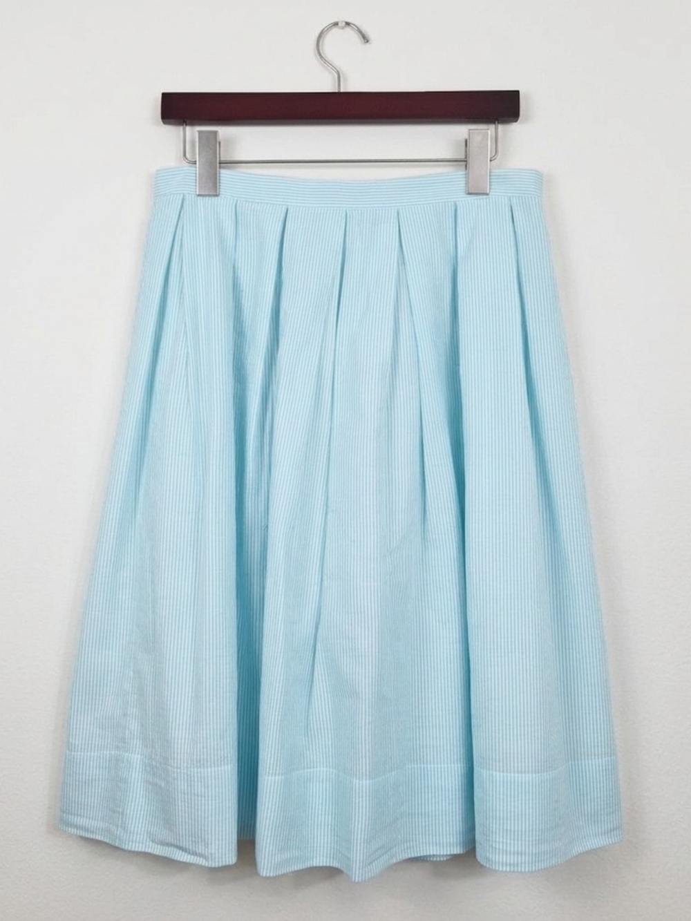 Vintage Theory Blue & White Pinstriped Cotton Poplin Skirt 8